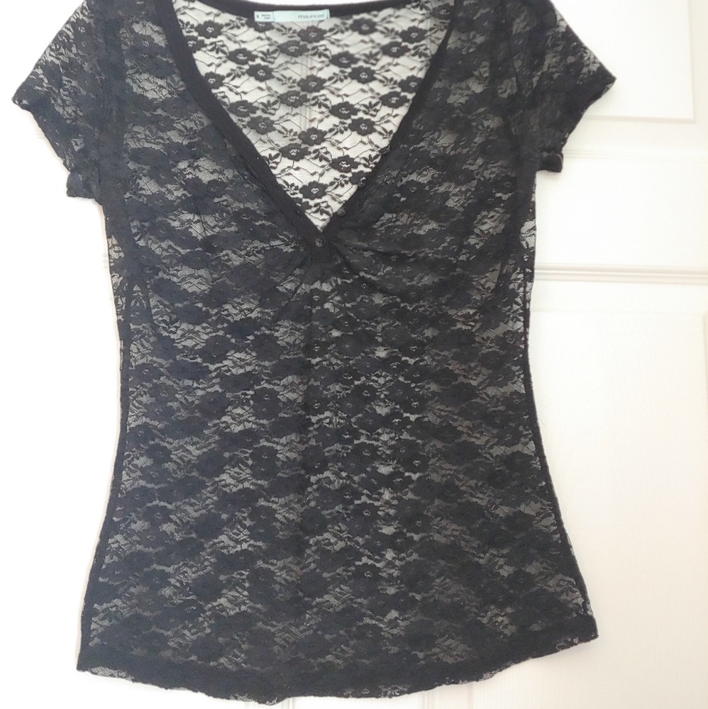 Floral Black lace top